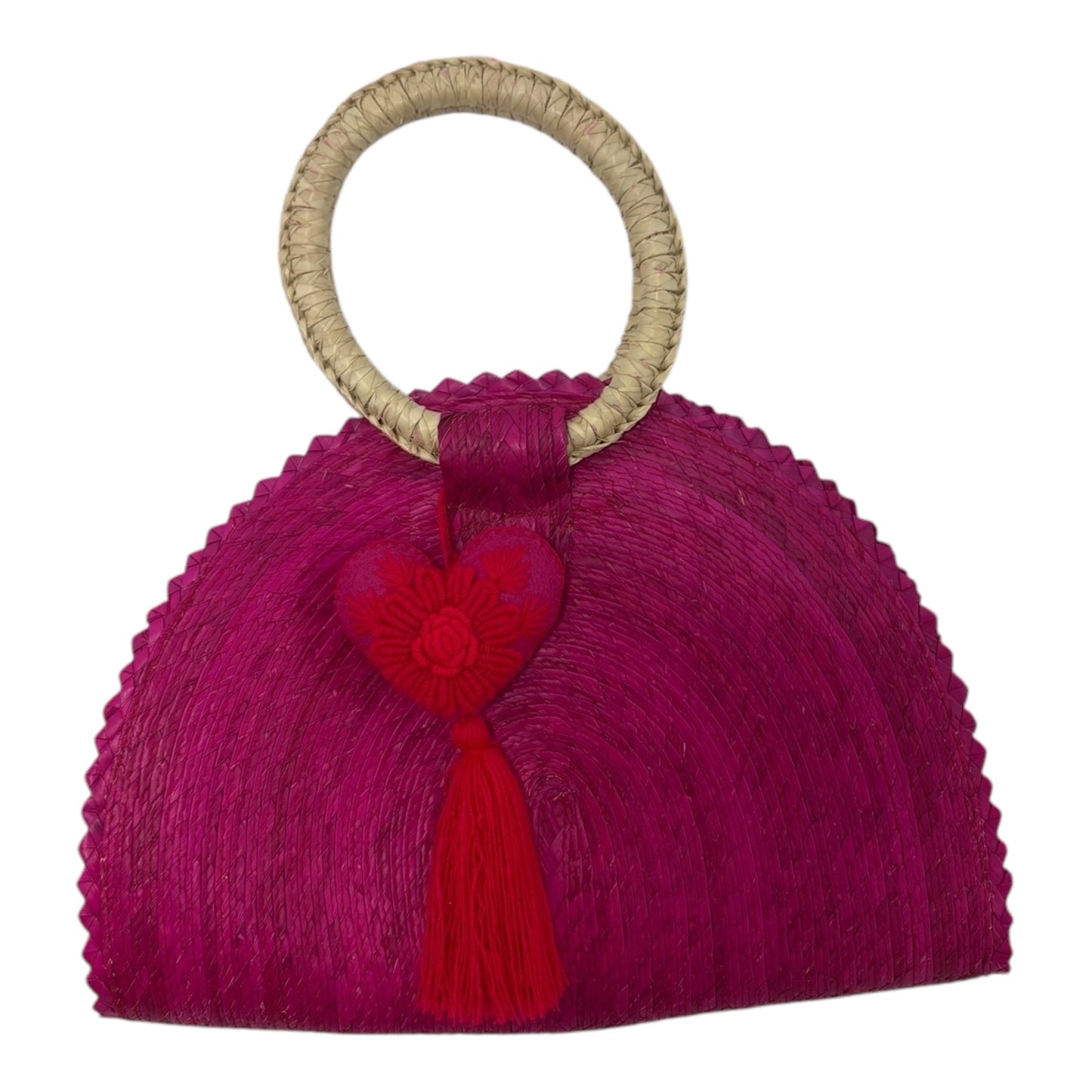 Hand Woven Crescent Purse with Pompon