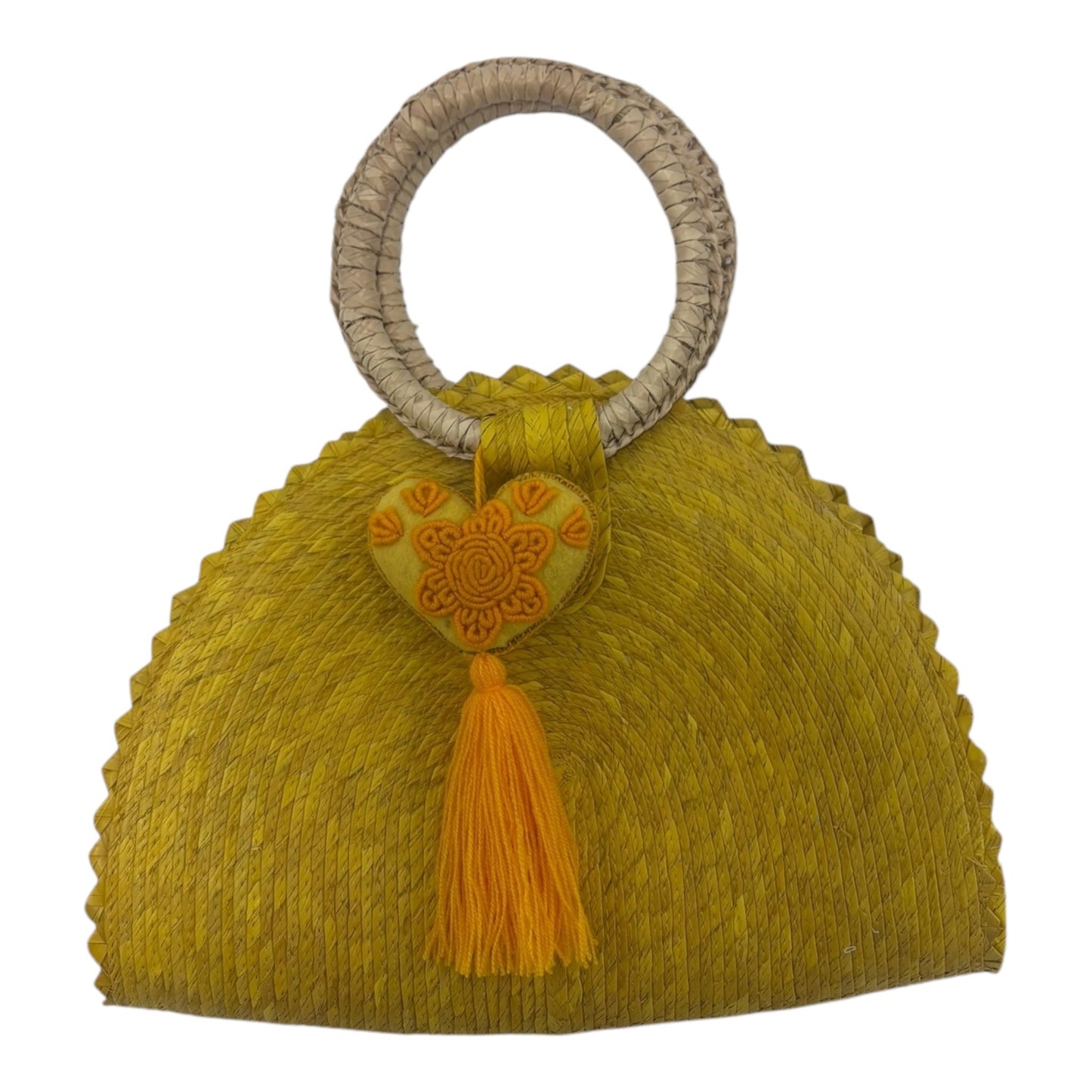 Hand Woven Crescent Purse with Pompon