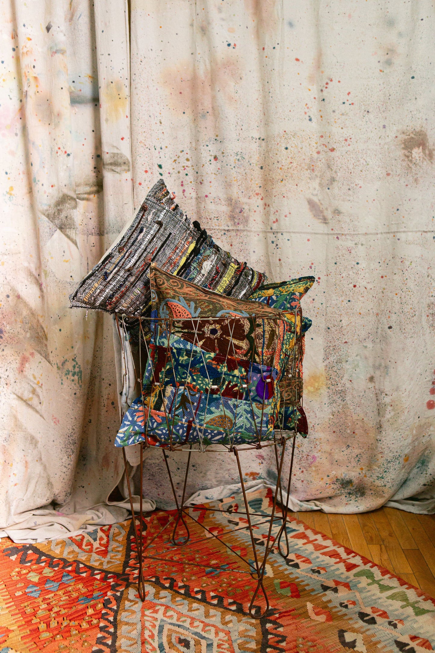 Vintage Suzani Hand-Pieced Pillow Cover