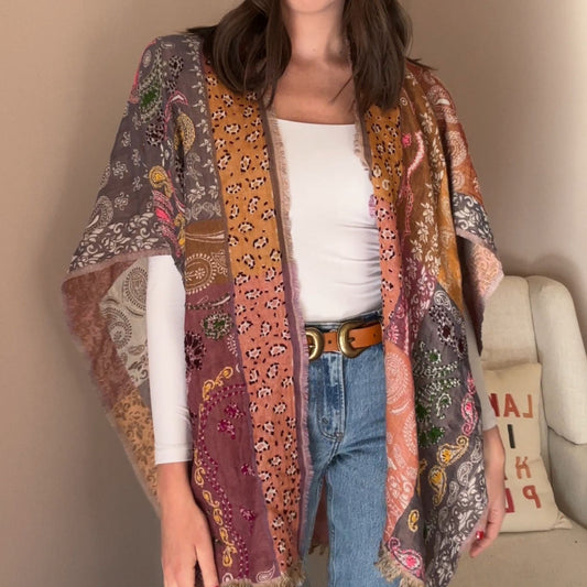 Paloma Multicolor Paisley Poncho - Gold Flake