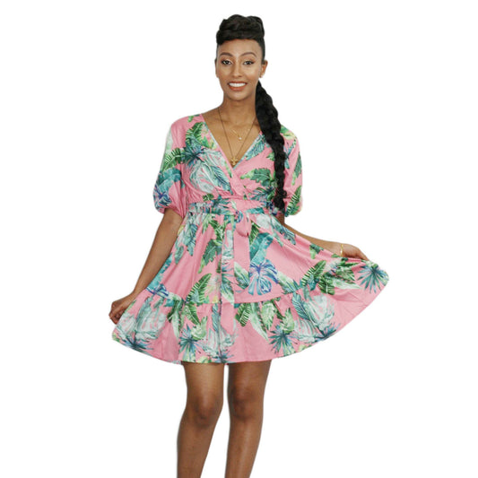 Floral V- Neck Summer Mini Dress