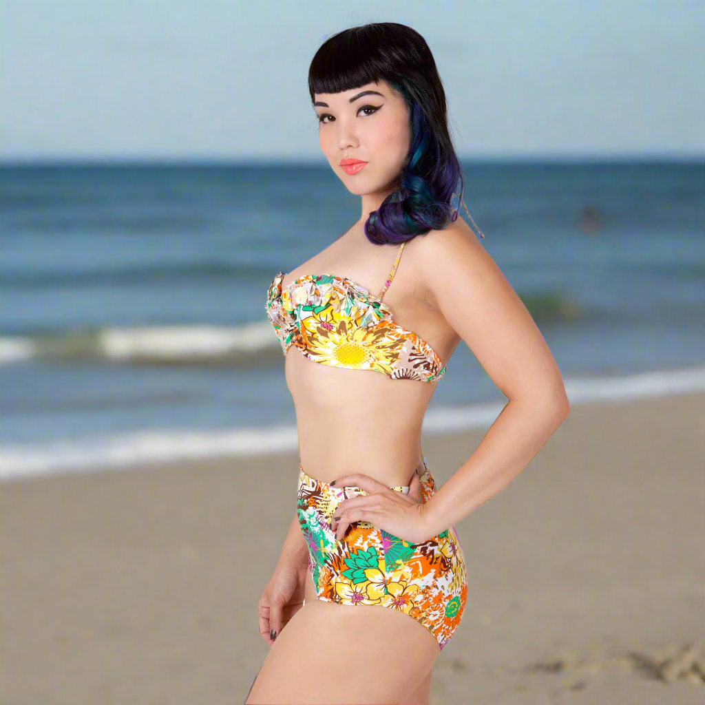 Pinup 1950s Natalia High-Waisted Bikini | Vintage Floral Two-Piece