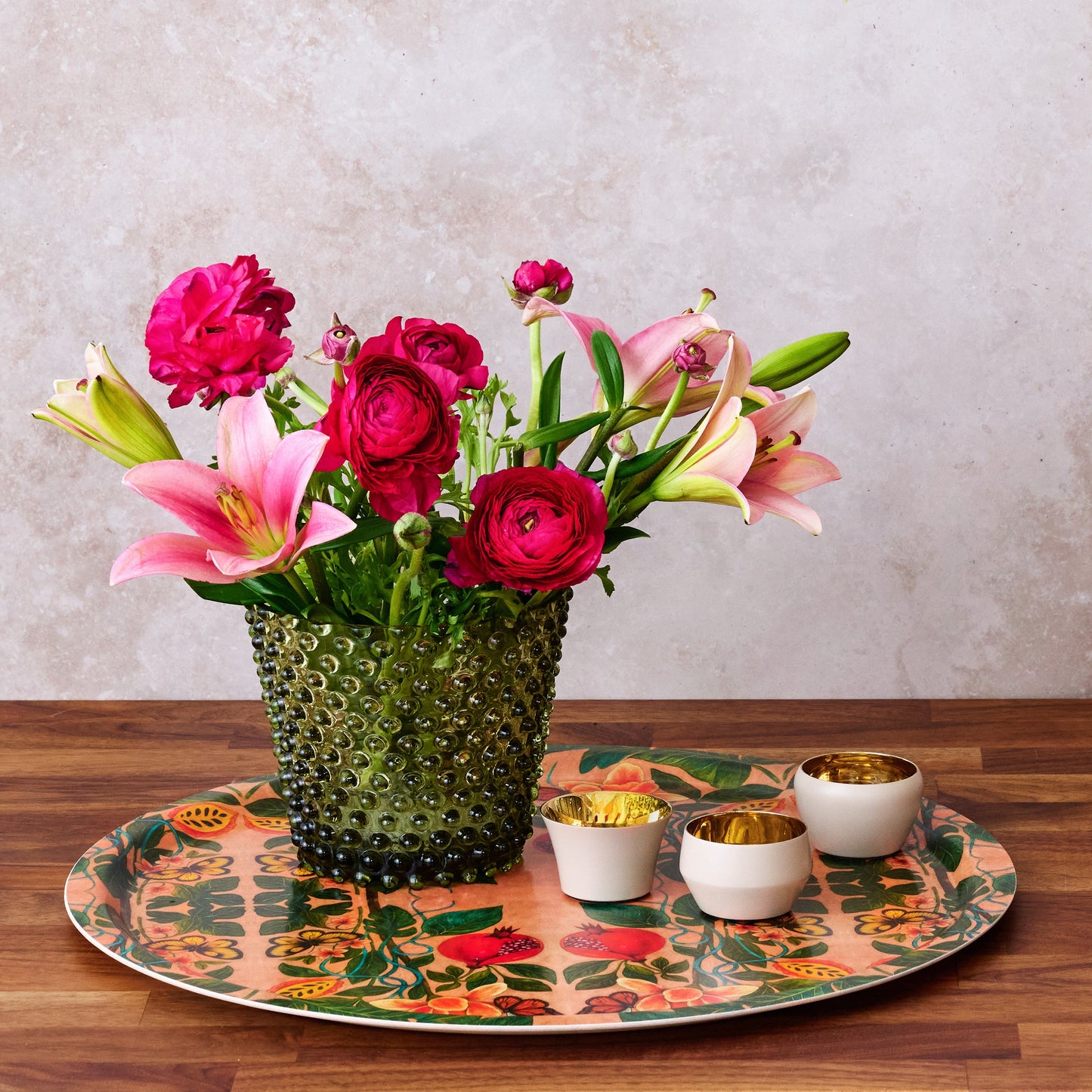 Pomegranate Migration Birchwood Decorative Tray - Round - Large