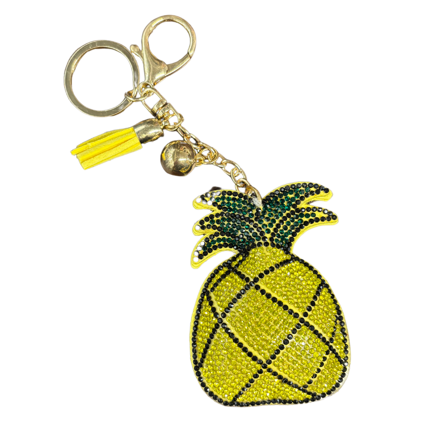 Puffy Pineapple Vibes Keychain Lobster Clasp Keytag