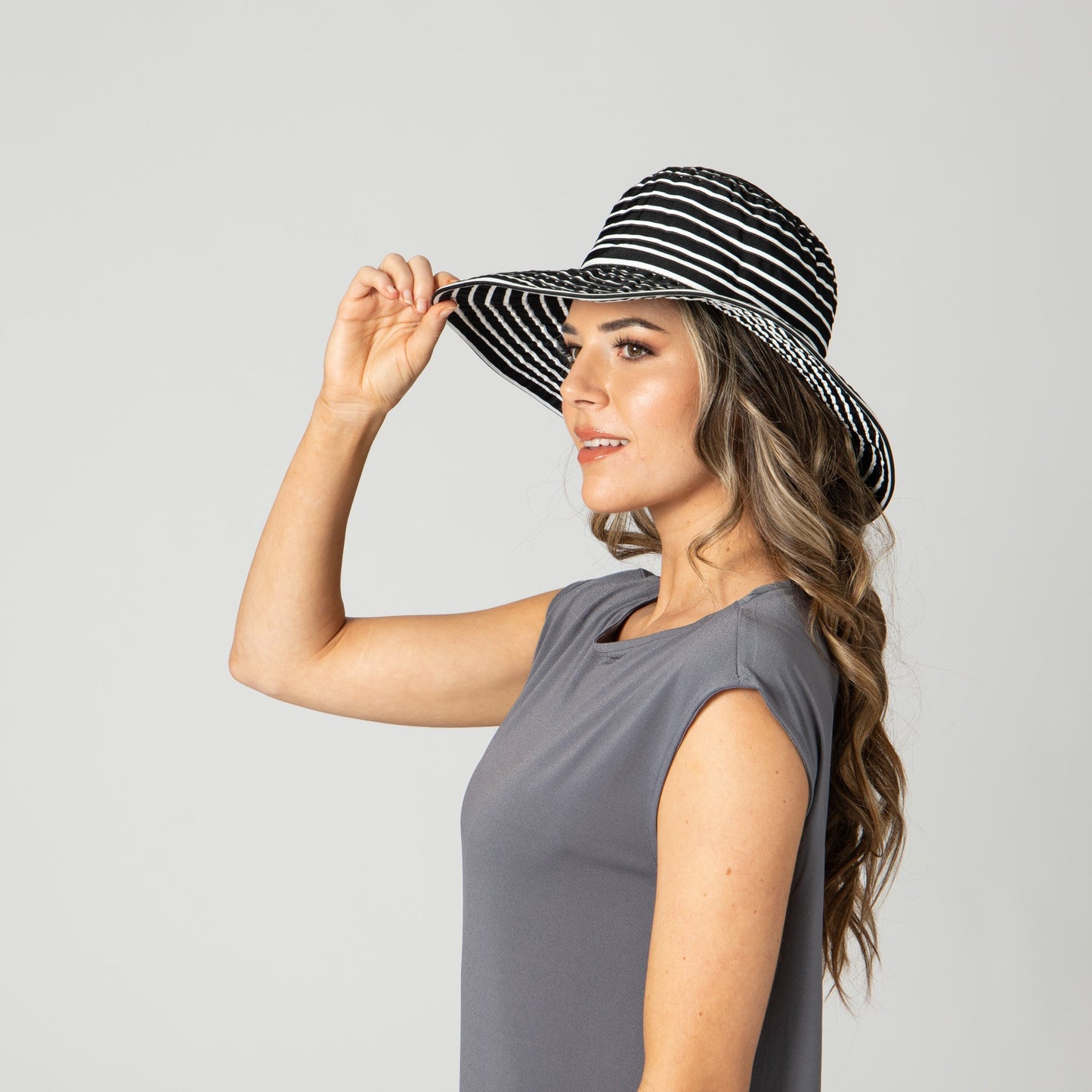 Women's Ribbon Braided Large Brim Hat with a Bow