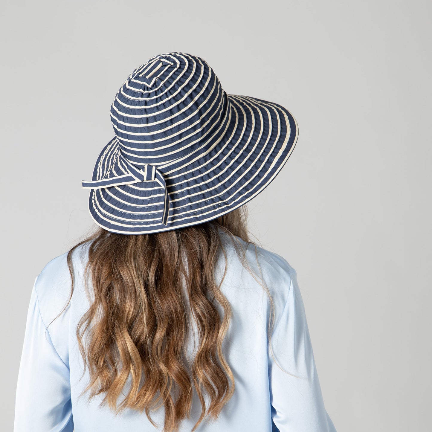 Women's Ribbon Braided Large Brim Hat with a Bow