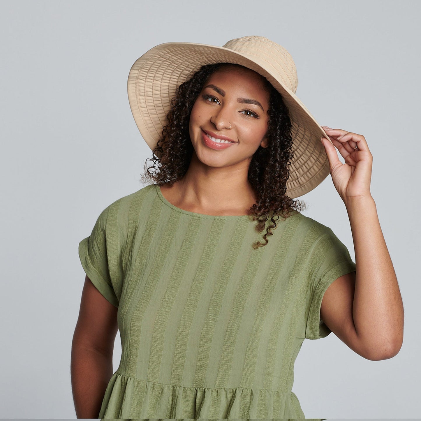 Women's Large Brim Ribbon Hat with a Bow