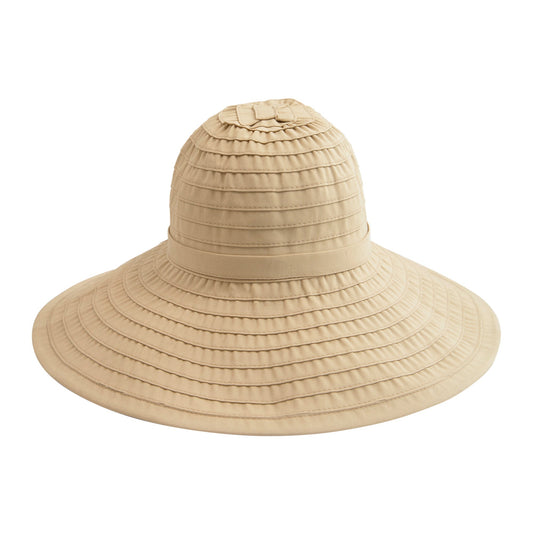 Women's Large Brim Ribbon Hat with a Bow