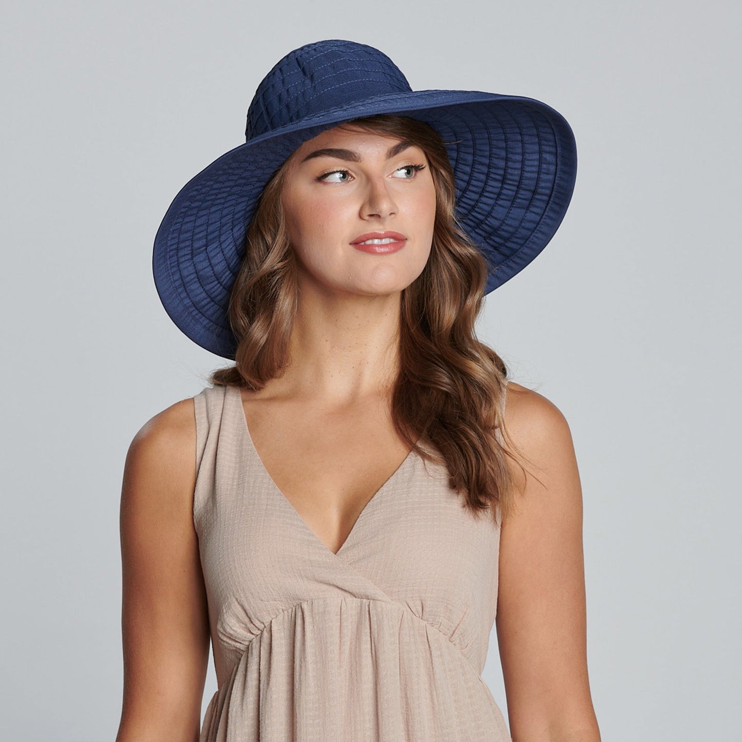 Women's Large Brim Ribbon Hat with a Bow