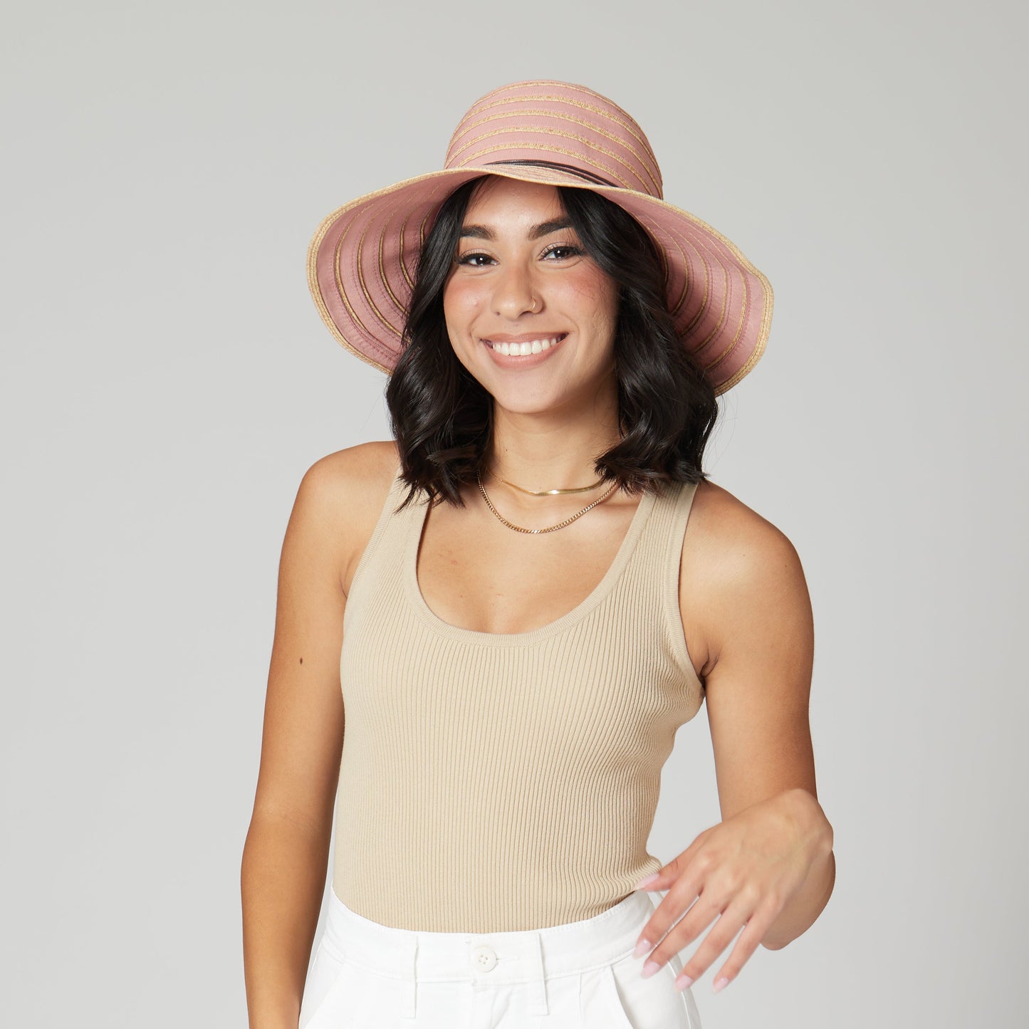 Women's Ribbon Paperbraid Stripe Sun Brim