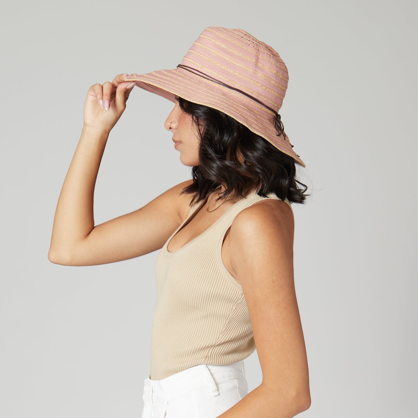 Women's Ribbon Paperbraid Stripe Sun Brim