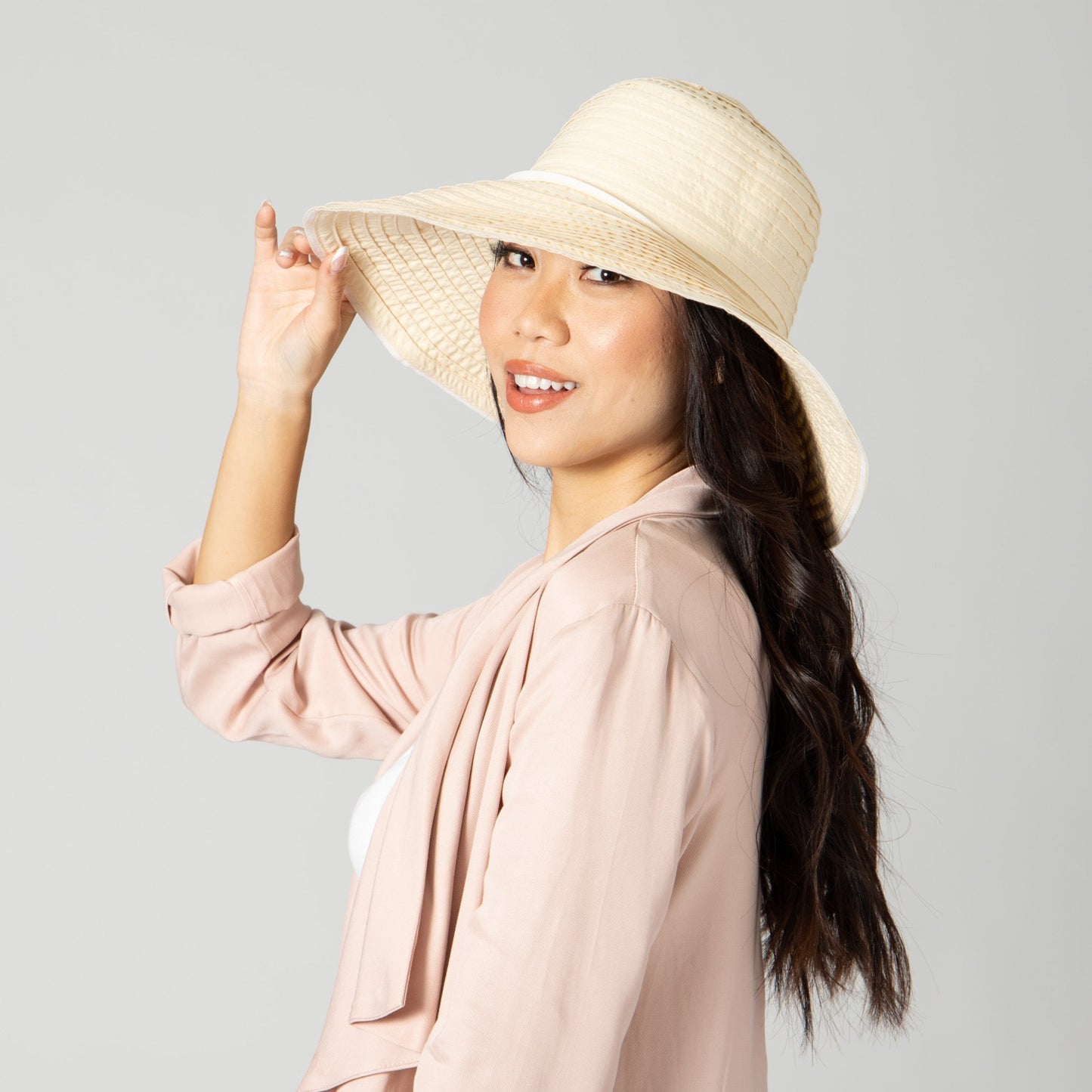 Women's Raw Edge Ribbon Sun Hat