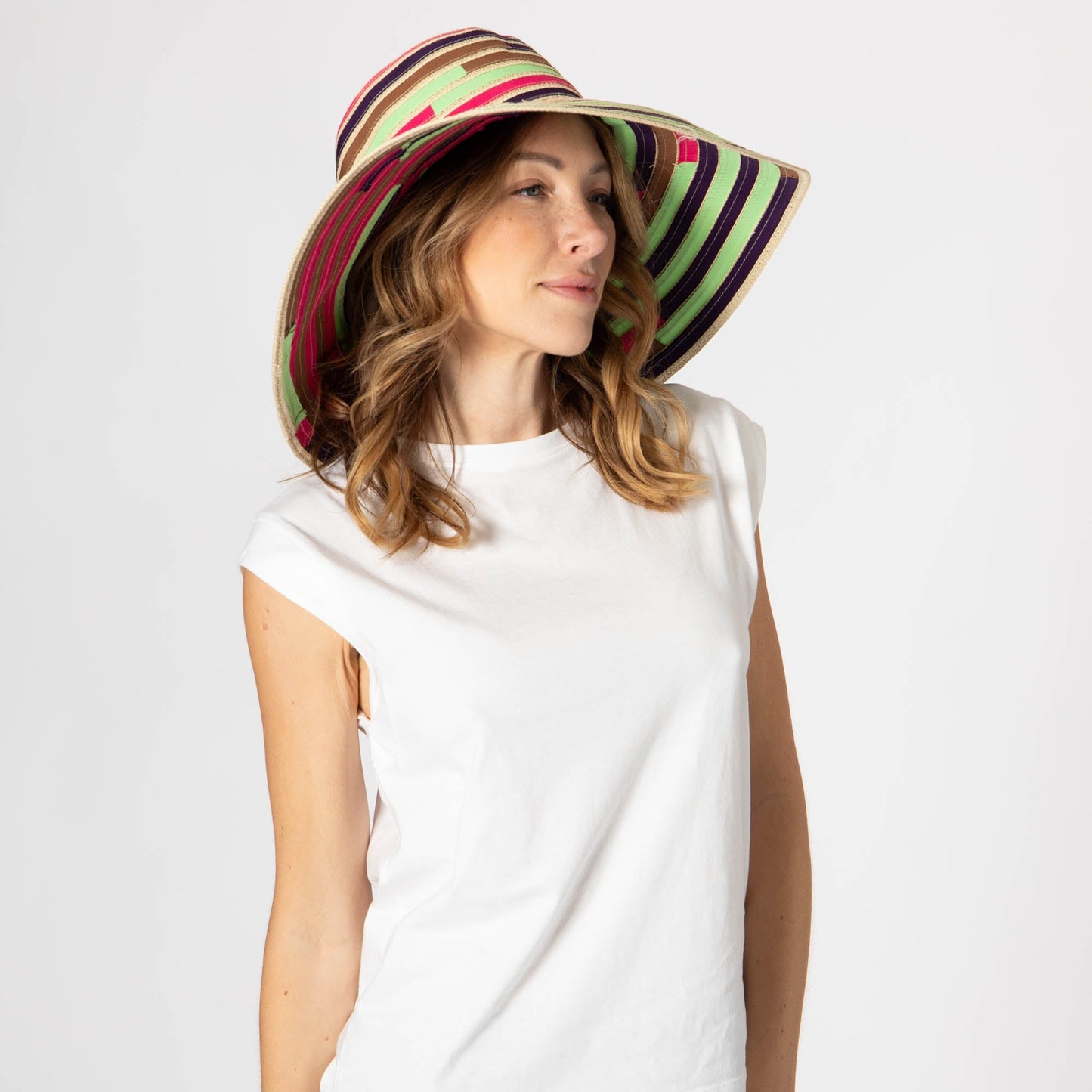Women's Multi Colored Wide Brim Sun Hat