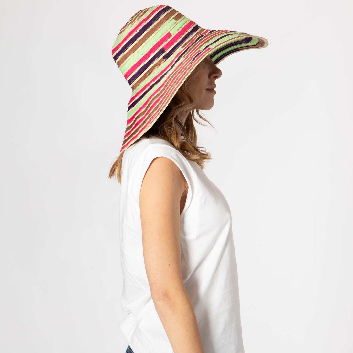 Women's Multi Colored Wide Brim Sun Hat