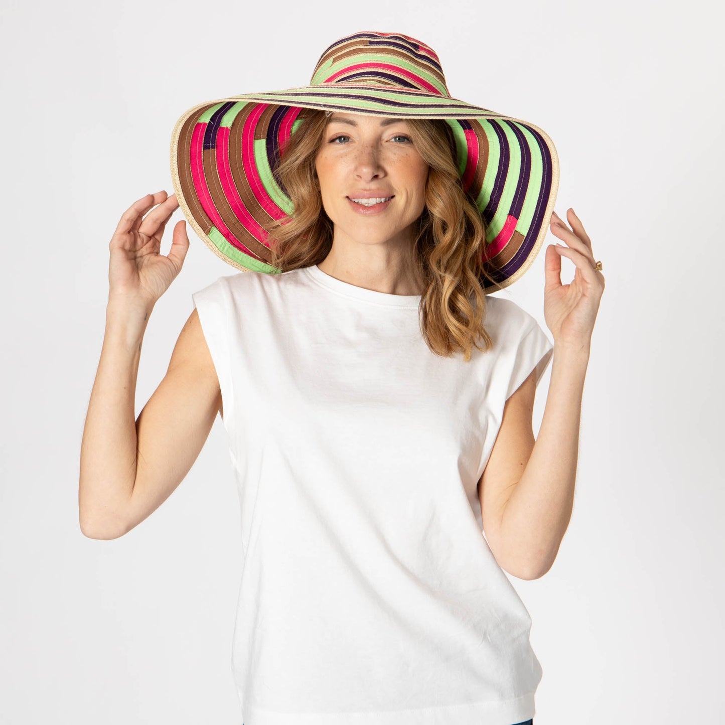 Women's Multi Colored Wide Brim Sun Hat