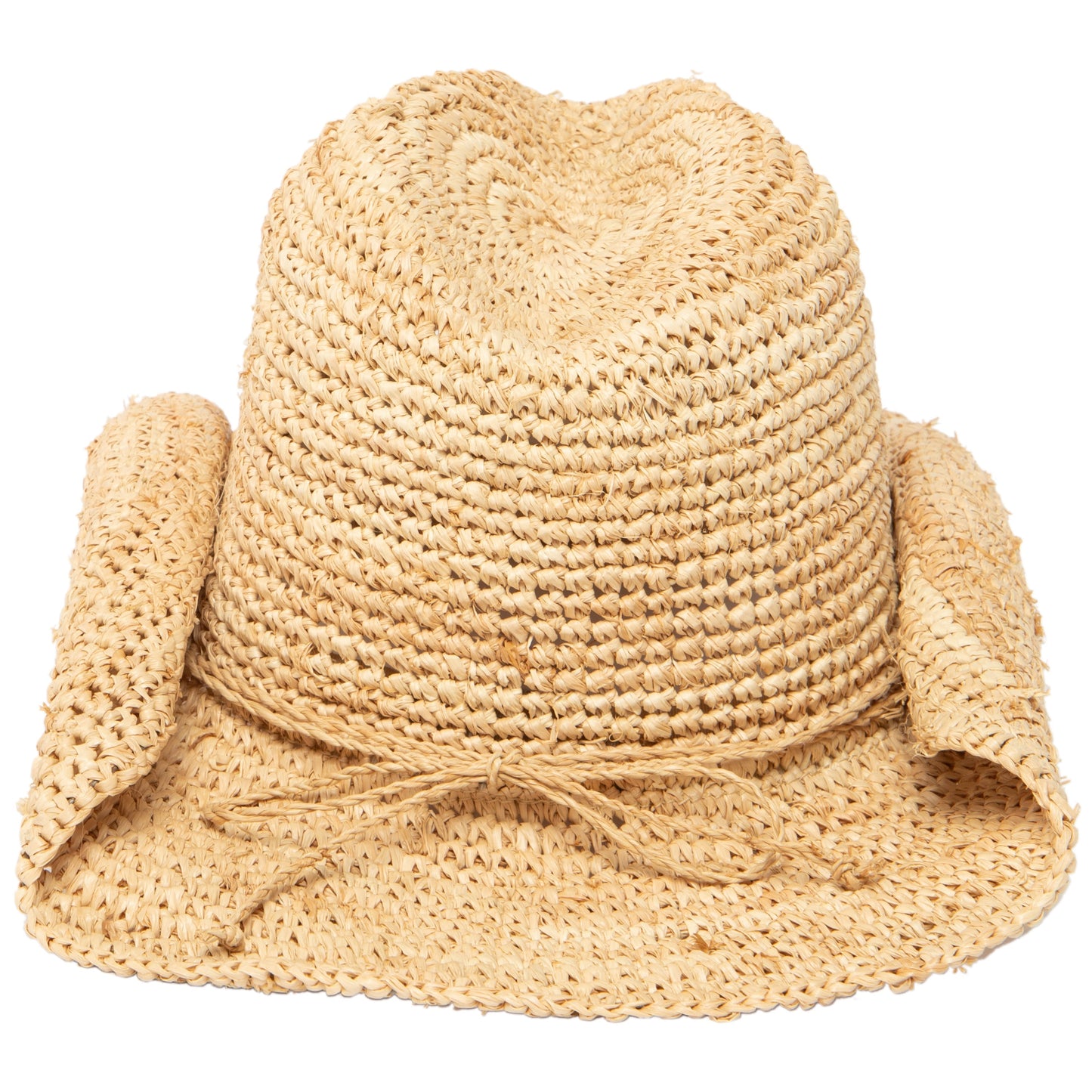 Women's Crocheted Raffia Cowboy Hat with Stone Trim