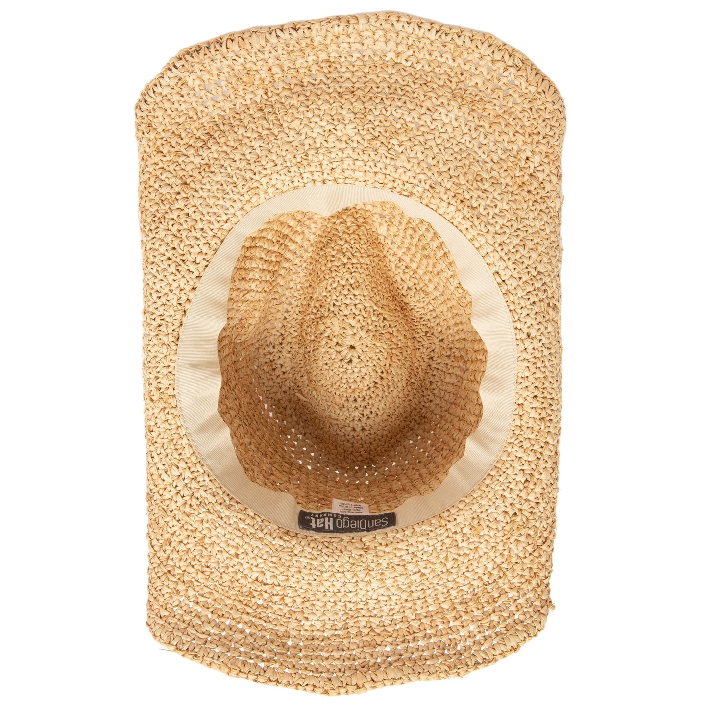 Women's Crocheted Raffia Cowboy Hat with Stone Trim