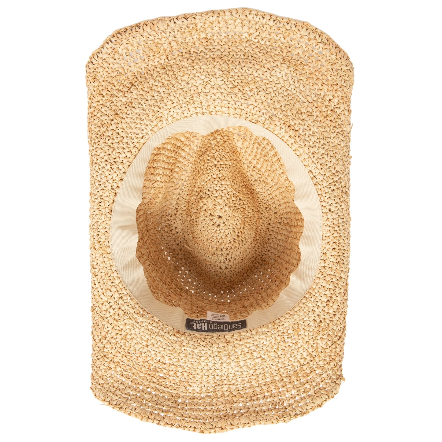 Women's Crocheted Raffia Cowboy Hat with Stone Trim