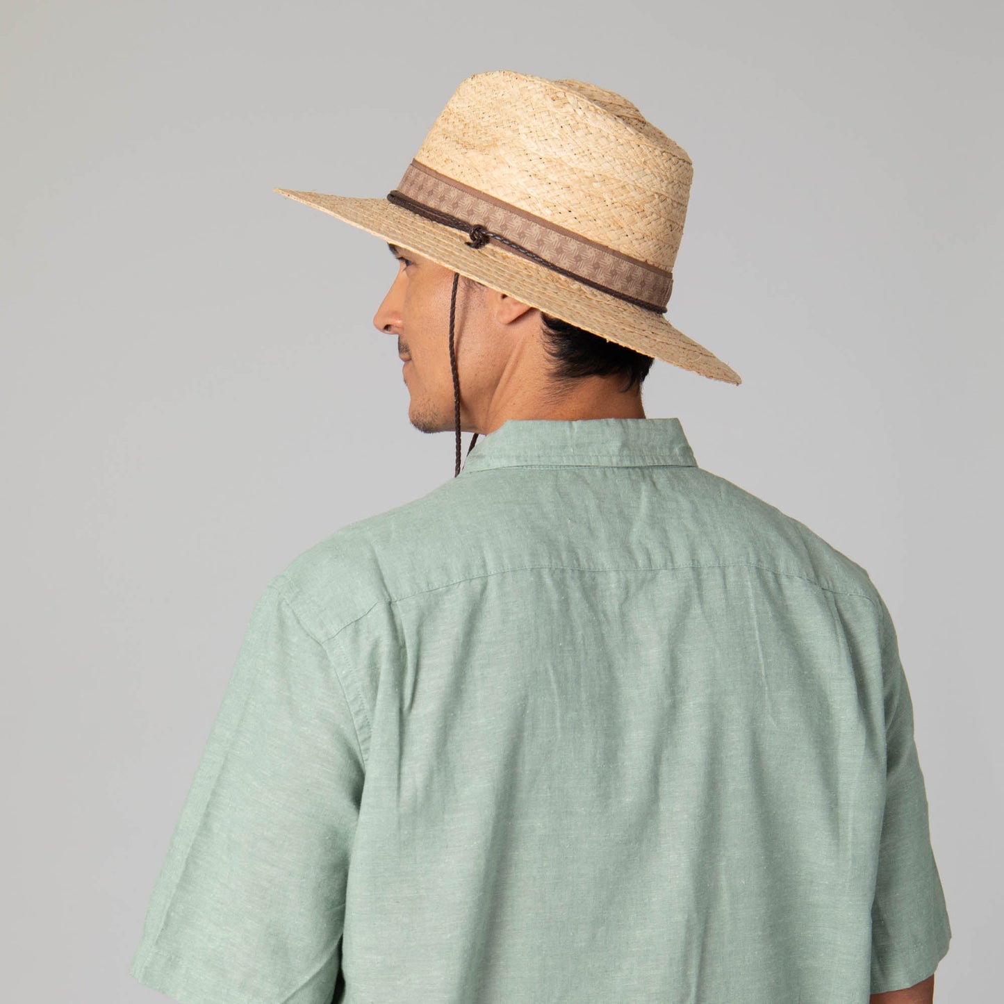 Mens Raffia Fedora Lifeguard with Chin Cord
