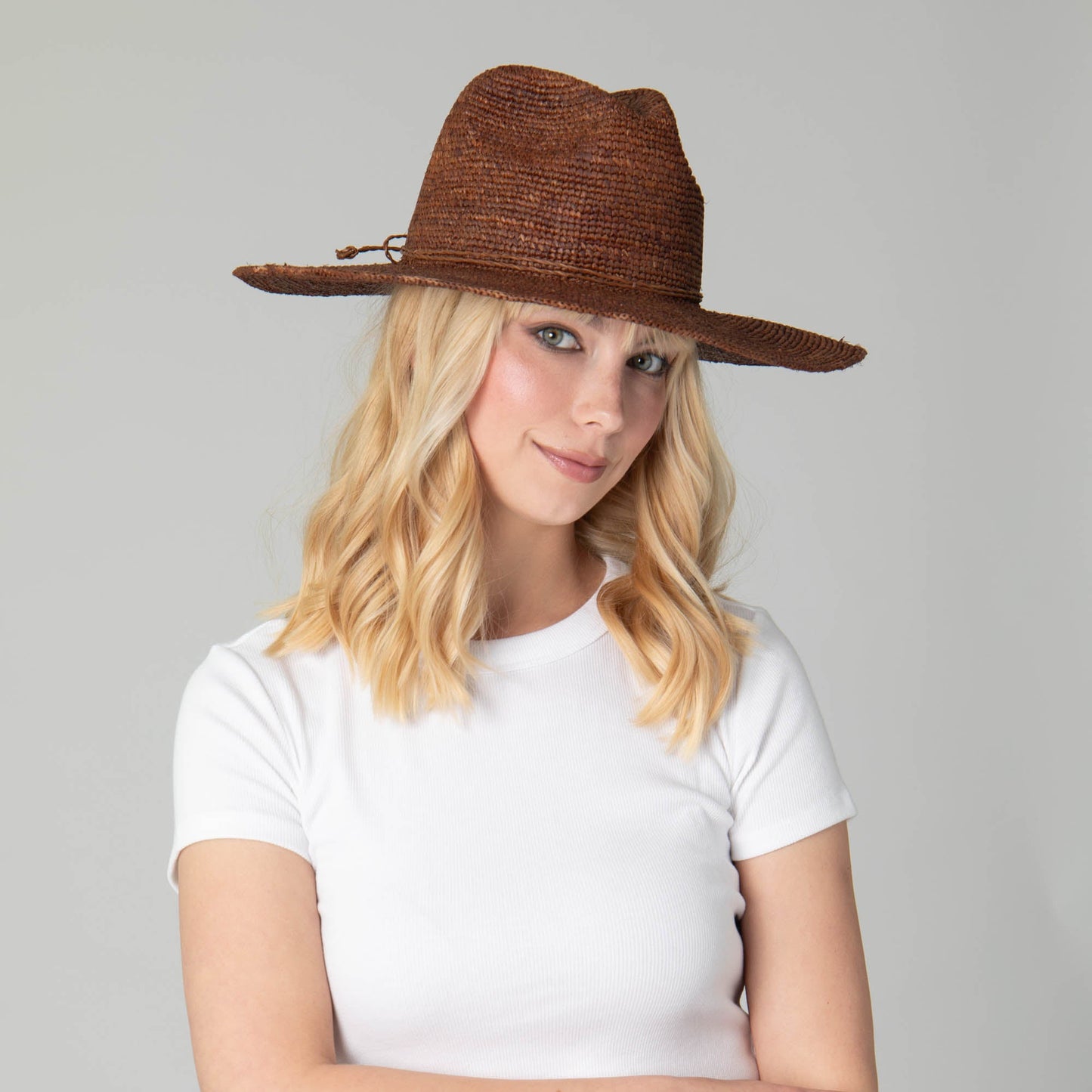 Marina Women's Crochet Raffia Fedora