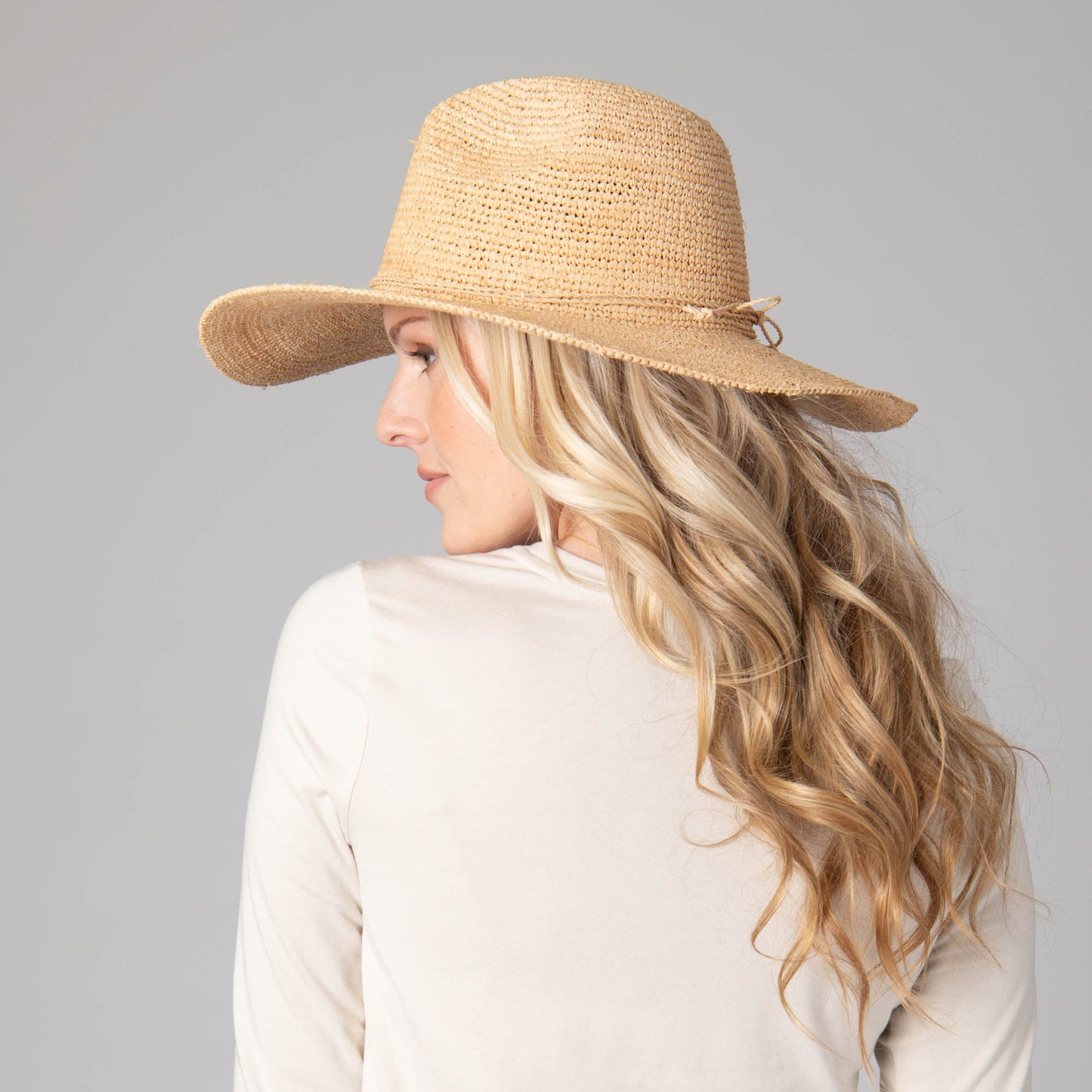 Marina Women's Crochet Raffia Fedora