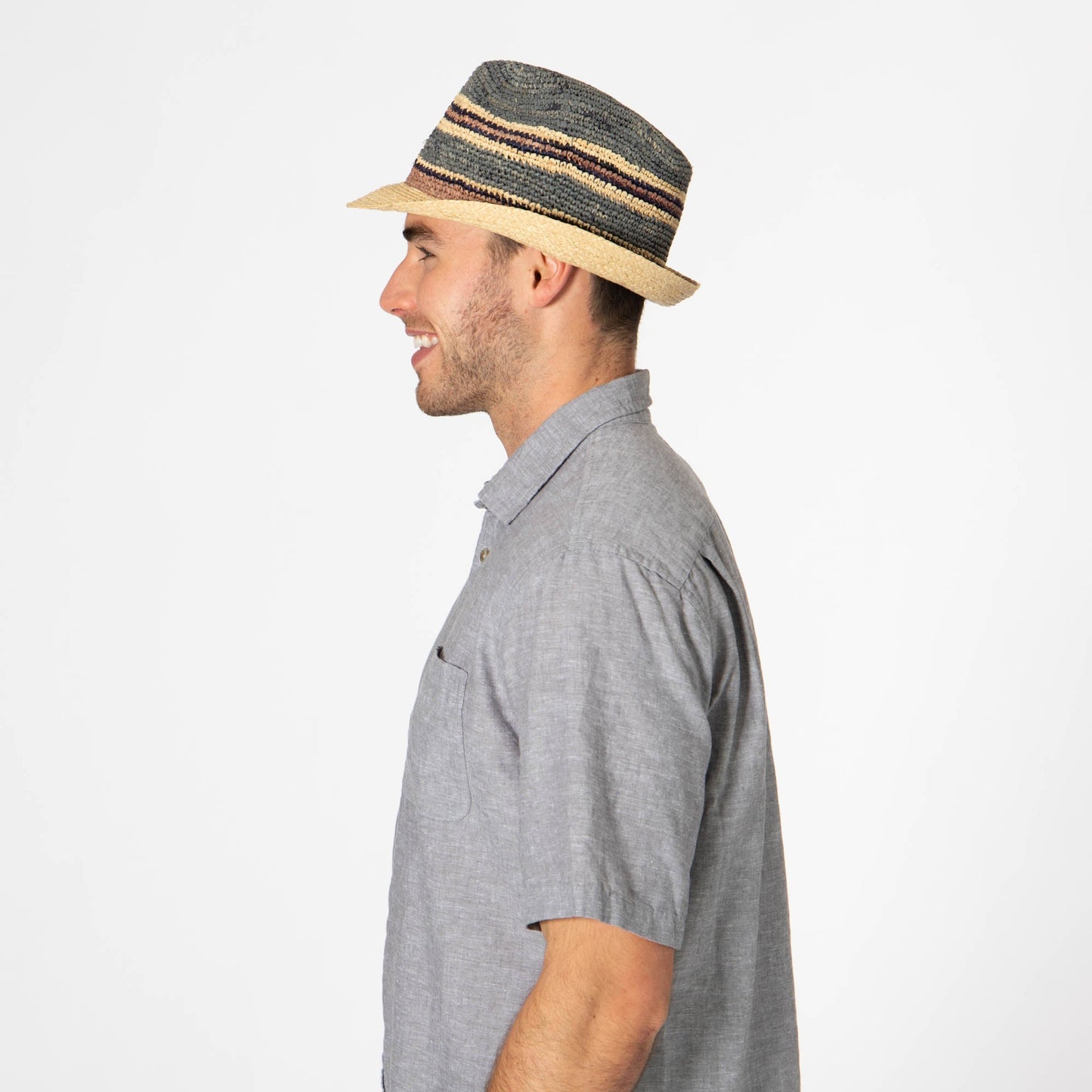 Men's Crochet Braided Raffia Stingy Brim Fedora
