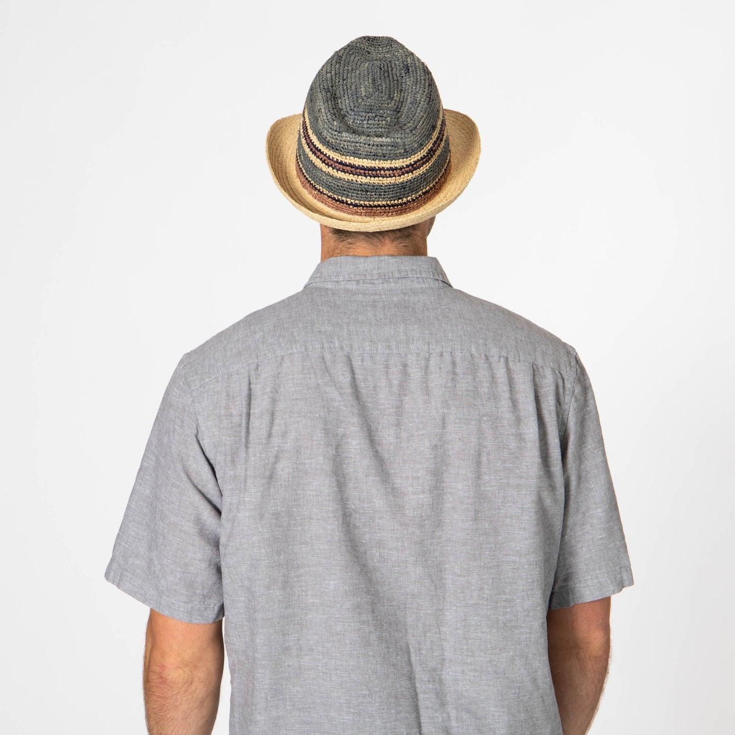Men's Crochet Braided Raffia Stingy Brim Fedora