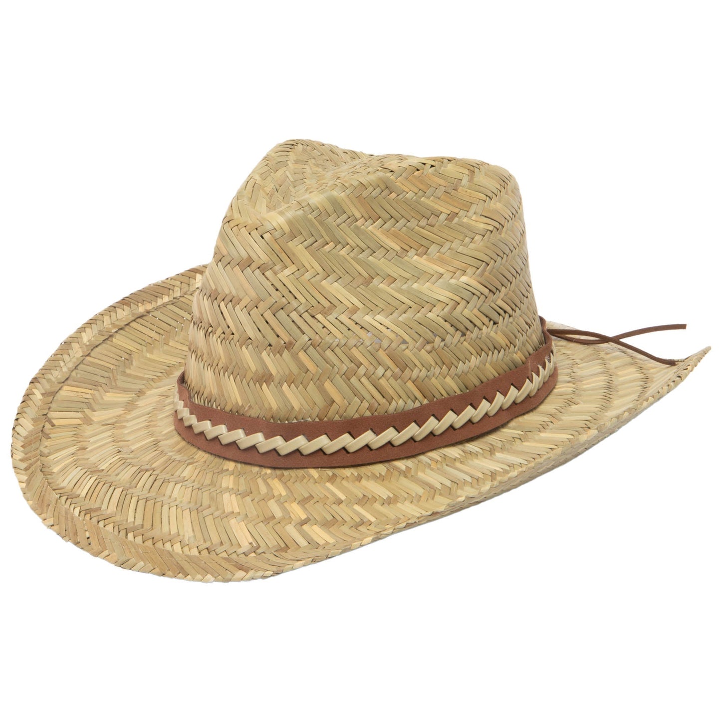 Men's Woven Rush Straw Pinch Crown Cowboy