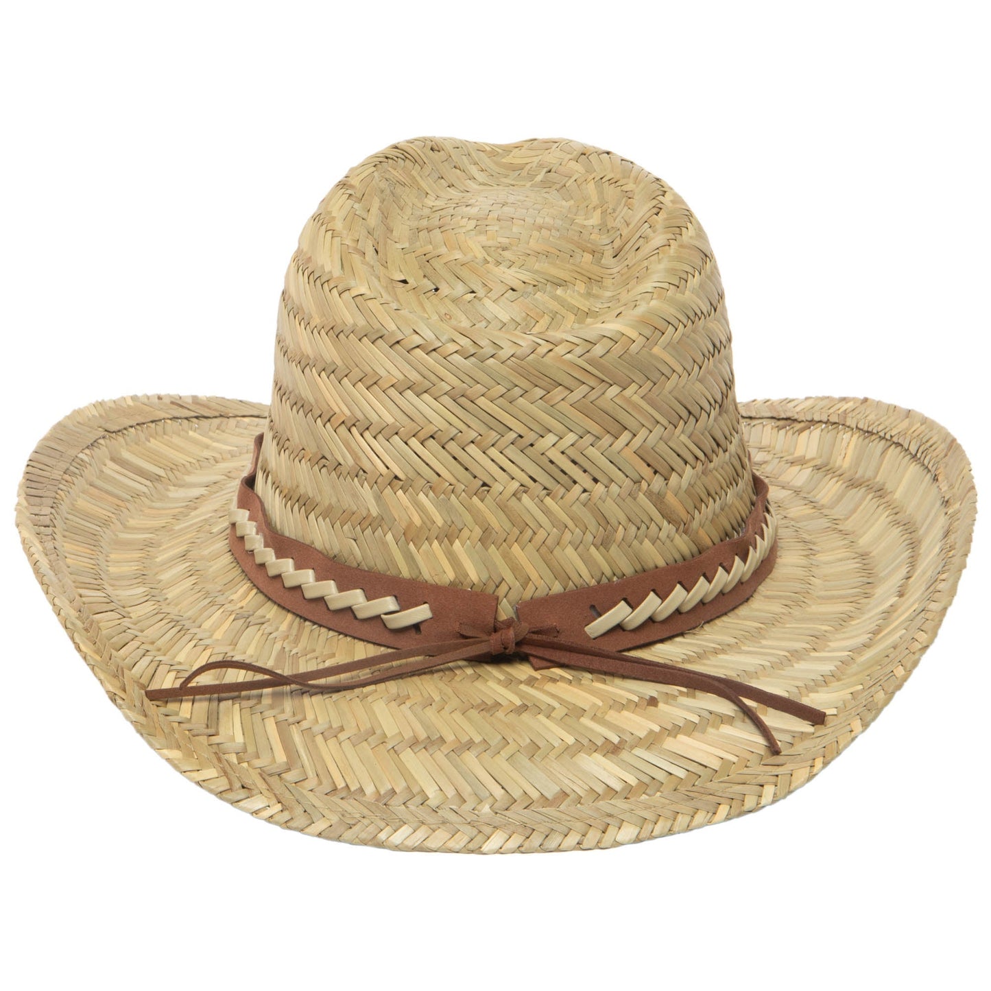 Men's Woven Rush Straw Pinch Crown Cowboy