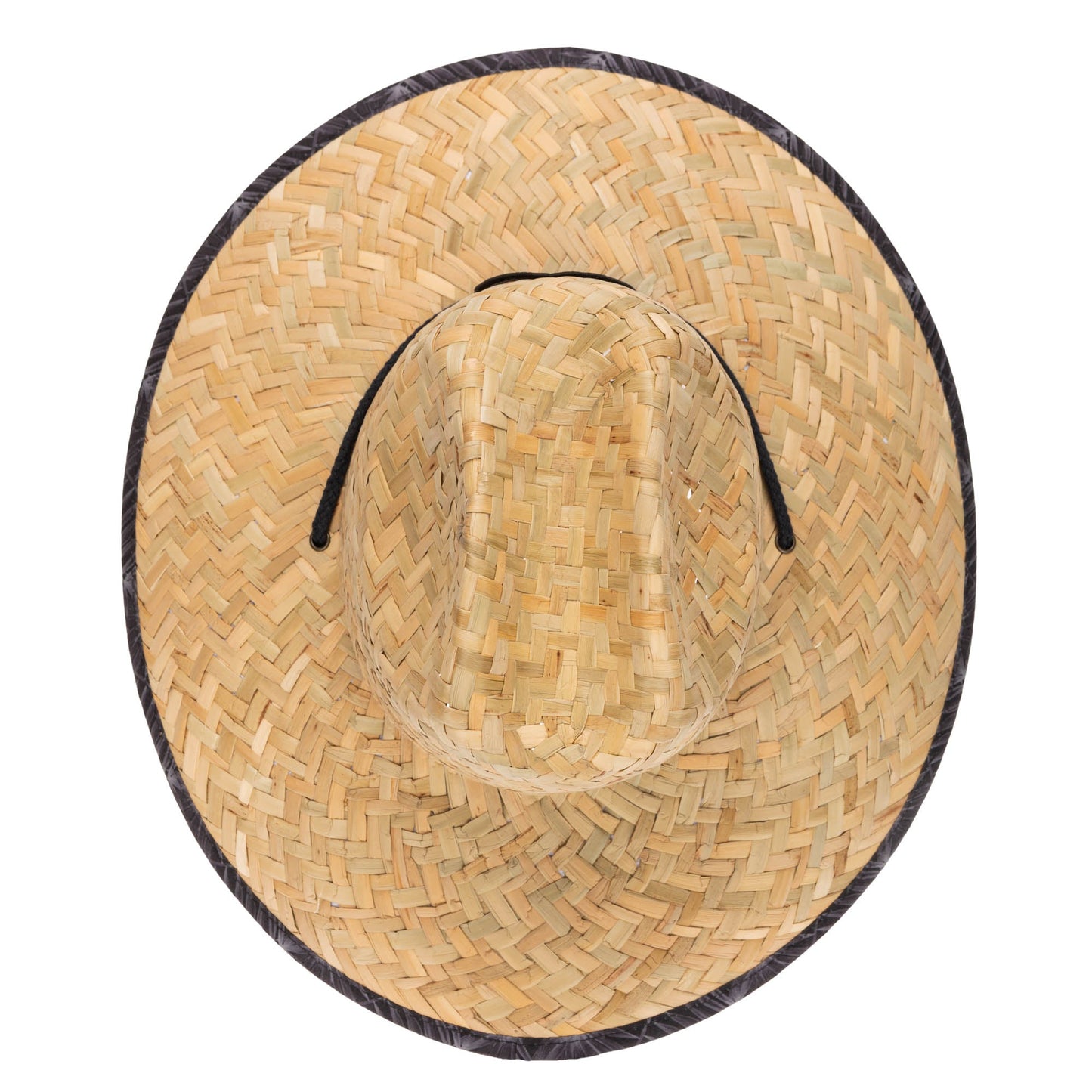 Mens Straw Lifeguard with Tropical Printed Under-brim
