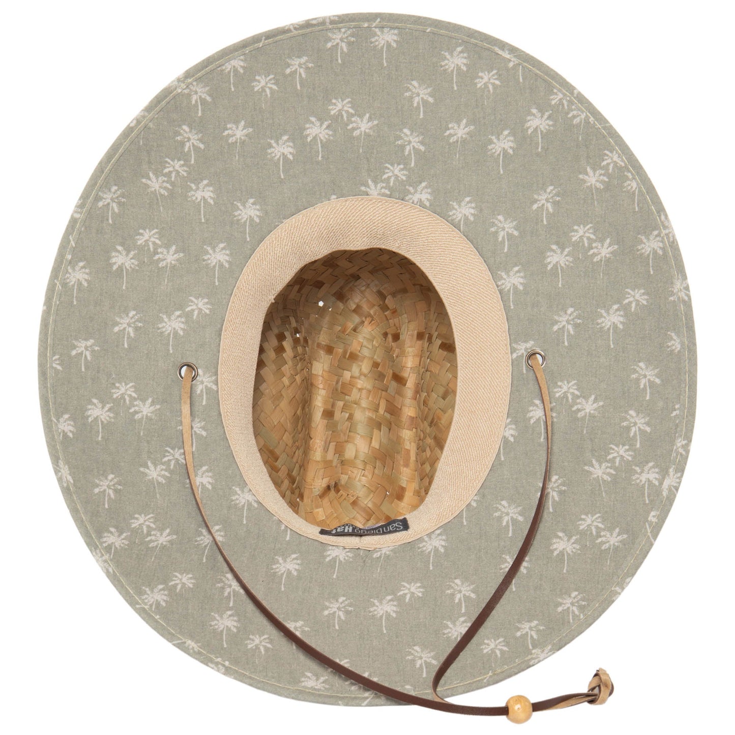 Mens Straw Lifeguard with Palm Tree Printed Under-brim