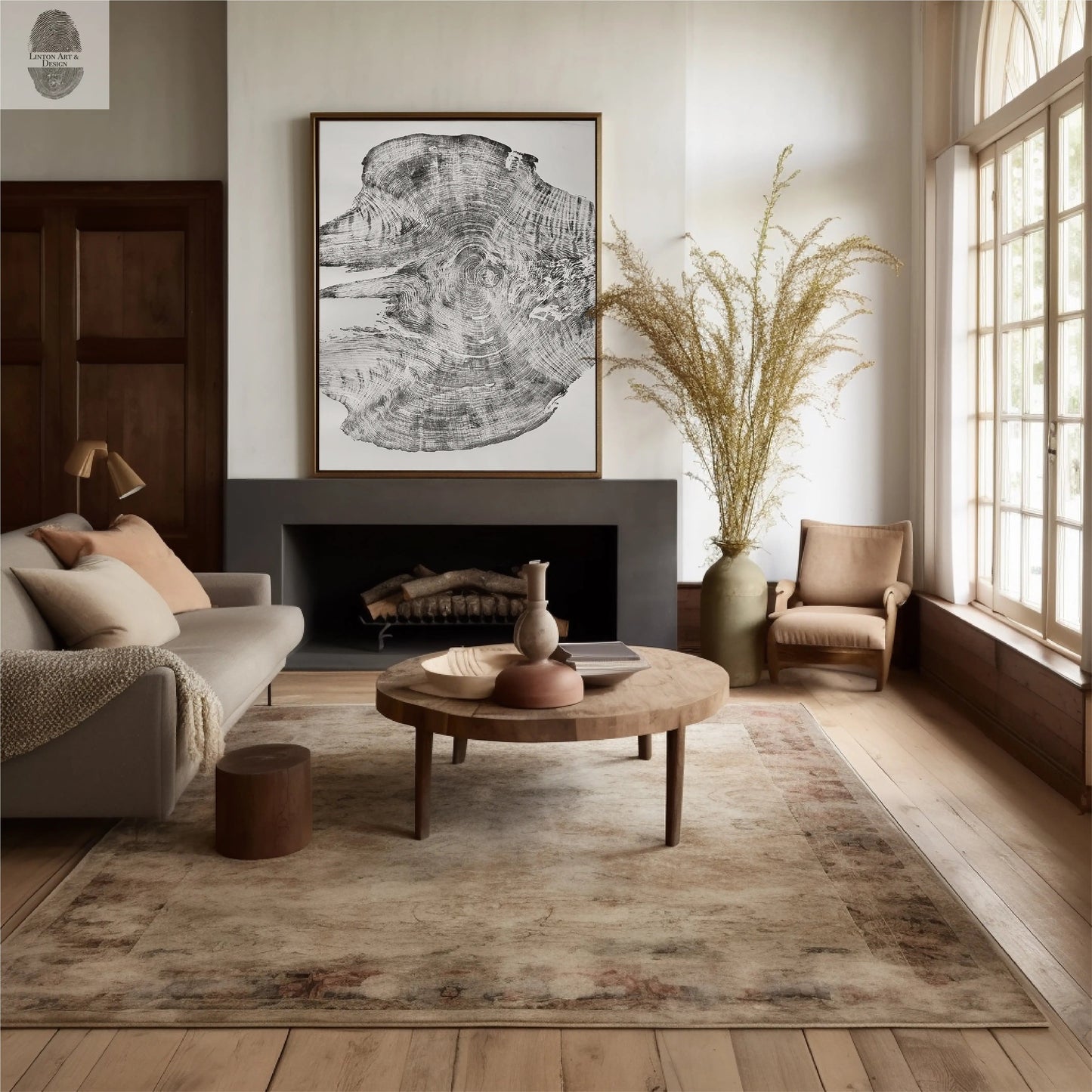 Redwood Tree, Tree Ring Print, California Coast, Wood Slice Wall Art, Huge Wall Art, Natural Wood Slices 52”x72”