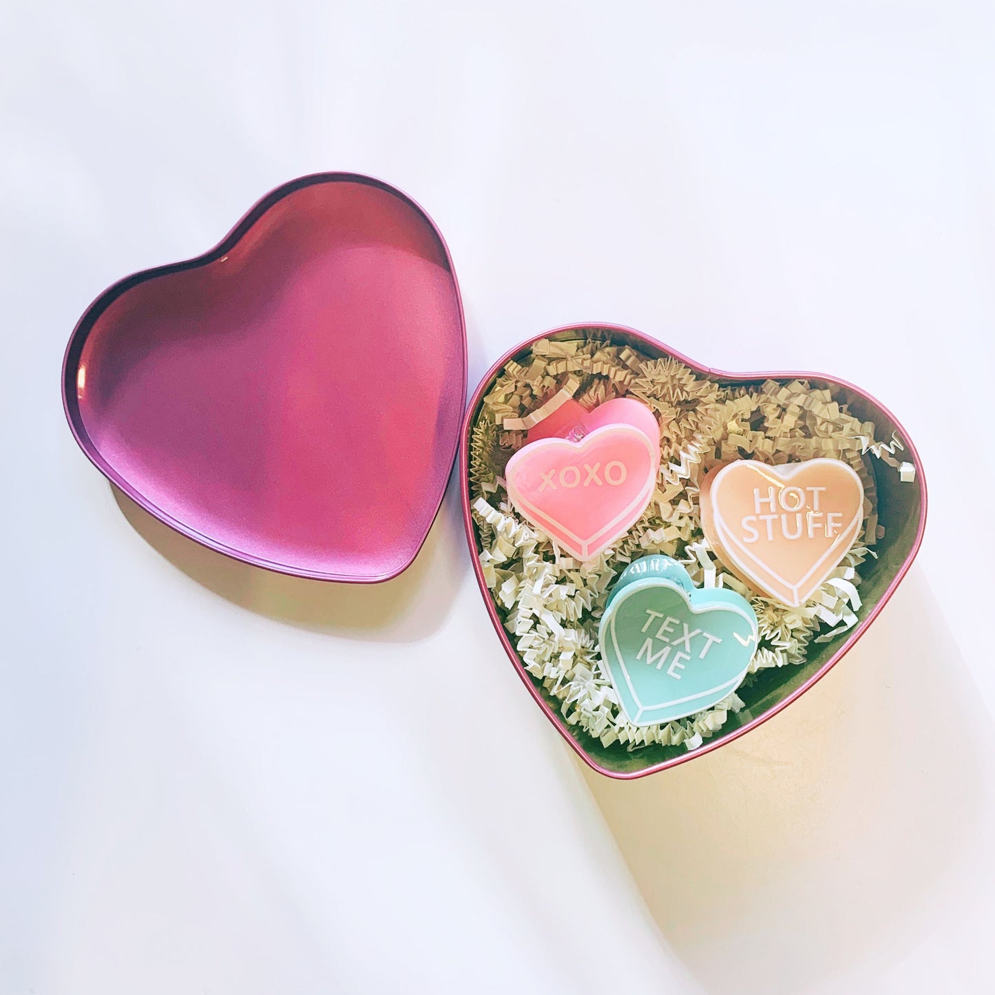 Romantic Set of 3 Mini Heart Claws in Heart Shaped Gift Box