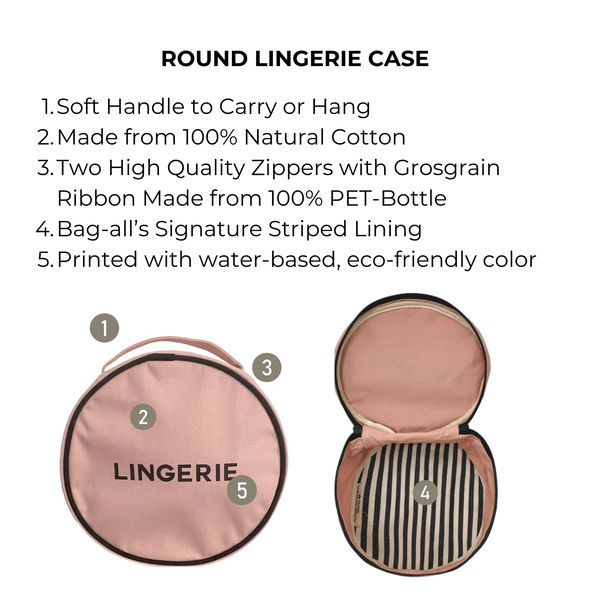 Round Lingerie Case, Pink/Blush - Osadia Concept Store