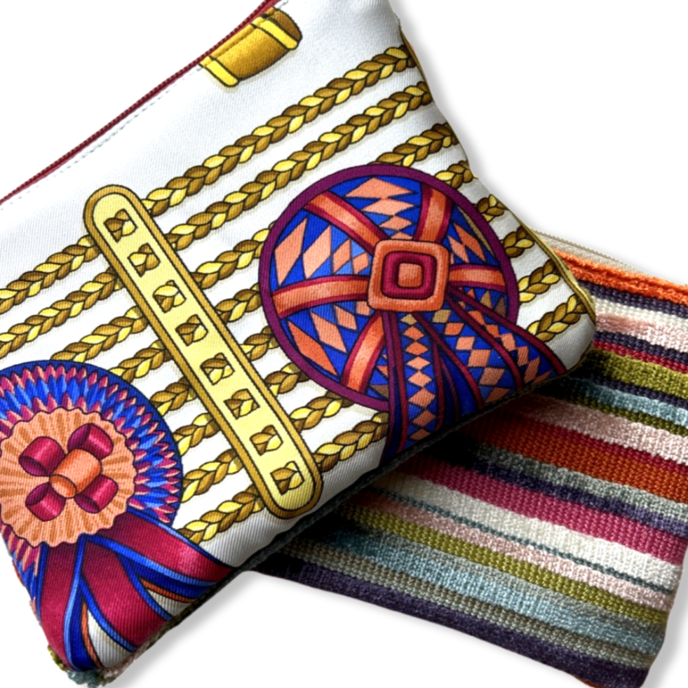 Rubans du Cheval Blanc Vintage Silk Scarf Coffee Run Keychain Bag