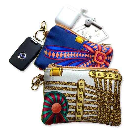 Rubans du Cheval Blanc Vintage Silk Scarf Coffee Run Keychain Bag