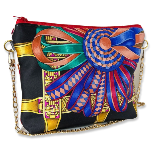 Rubans du Cheval Noir Vintage Silk Scarf Crossbody Bag