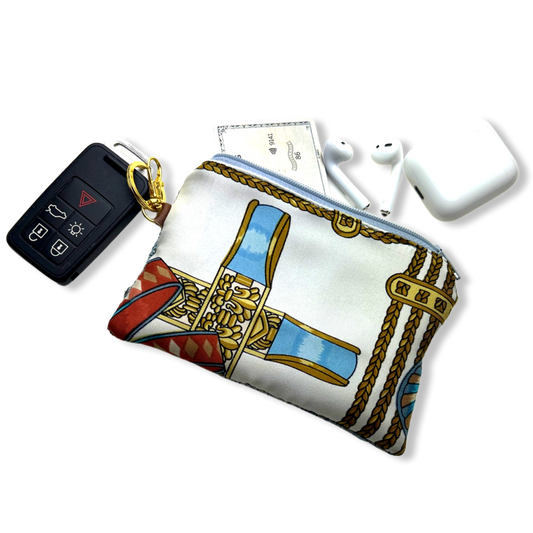 Rubans du Cheval Turquoise Vintage Scarf Coffee Keychain Bag