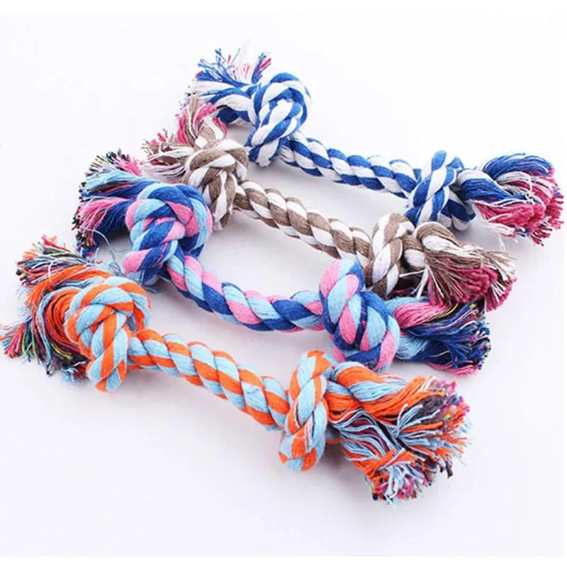 1 pcs 19cm Dog Toys Puppy Cotton Chew Knot Toy Pet Supplies Dog Cat Durable Braided Bone Rope Toy Tooth Cleaning Care