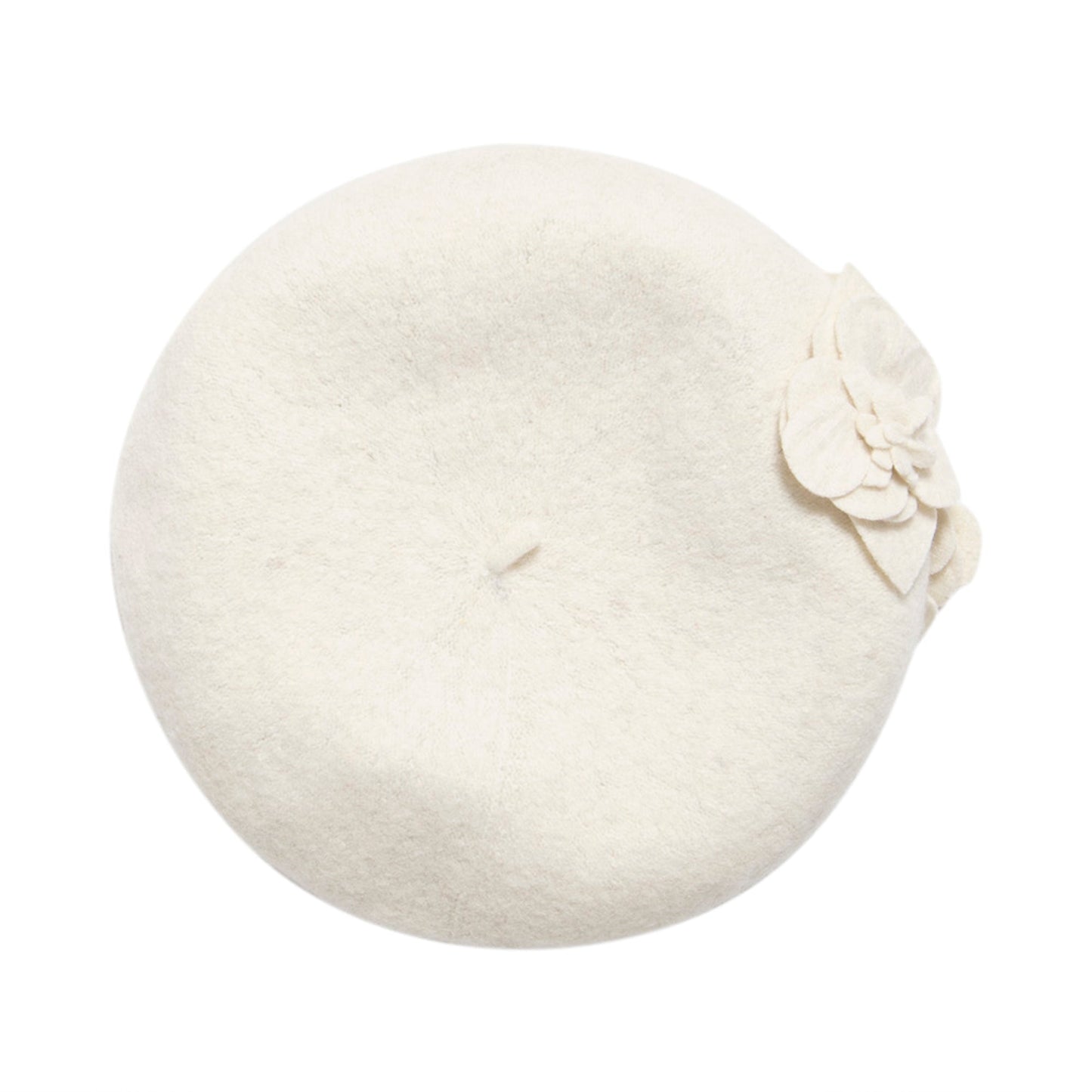 Womens Wool Beret With Flowers-One Size