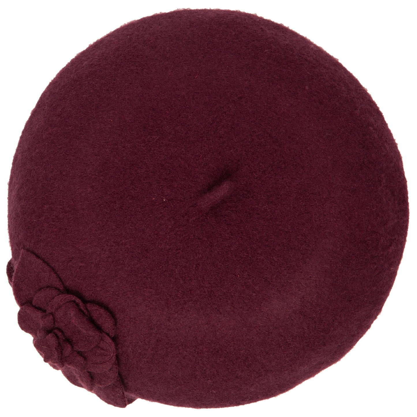 Womens Wool Beret With Flowers-One Size