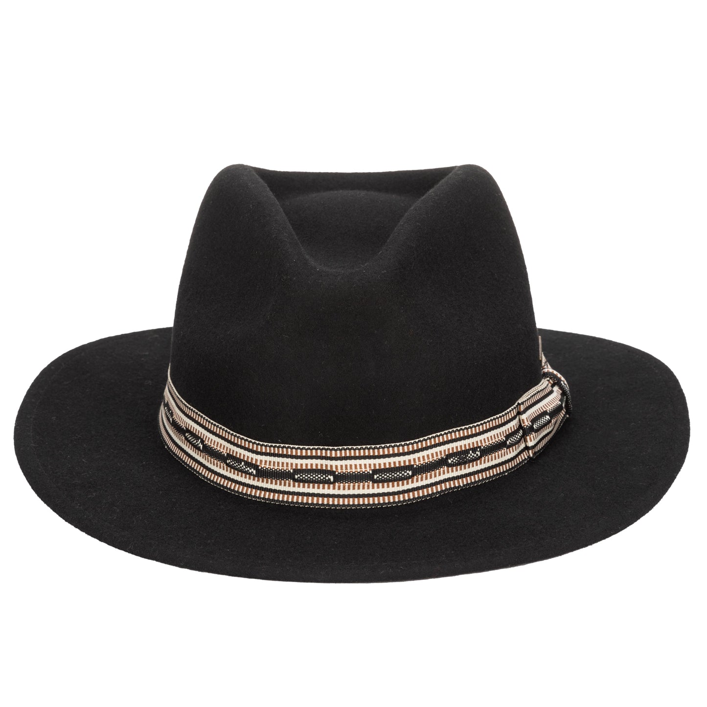 Men's Wool Felt Fedora With Multi Stripe  Jacquard Band