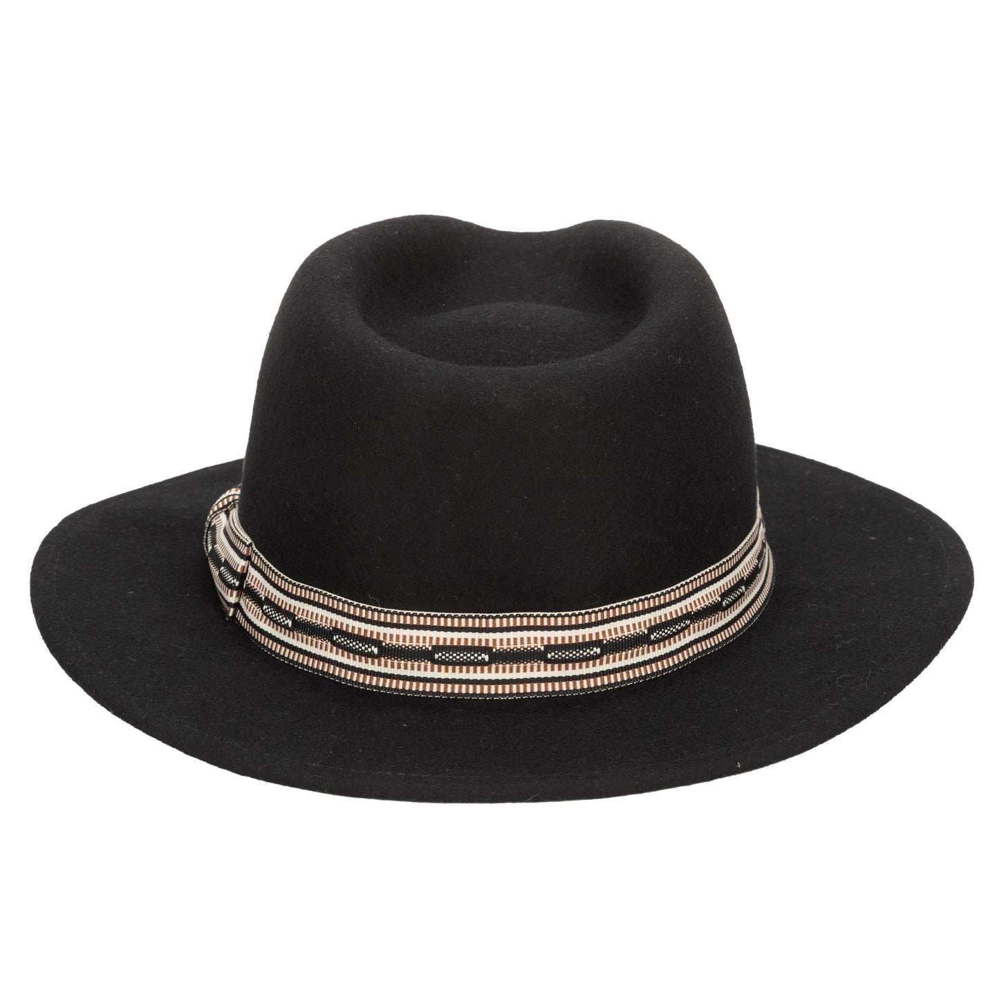 Men's Wool Felt Fedora With Multi Stripe  Jacquard Band