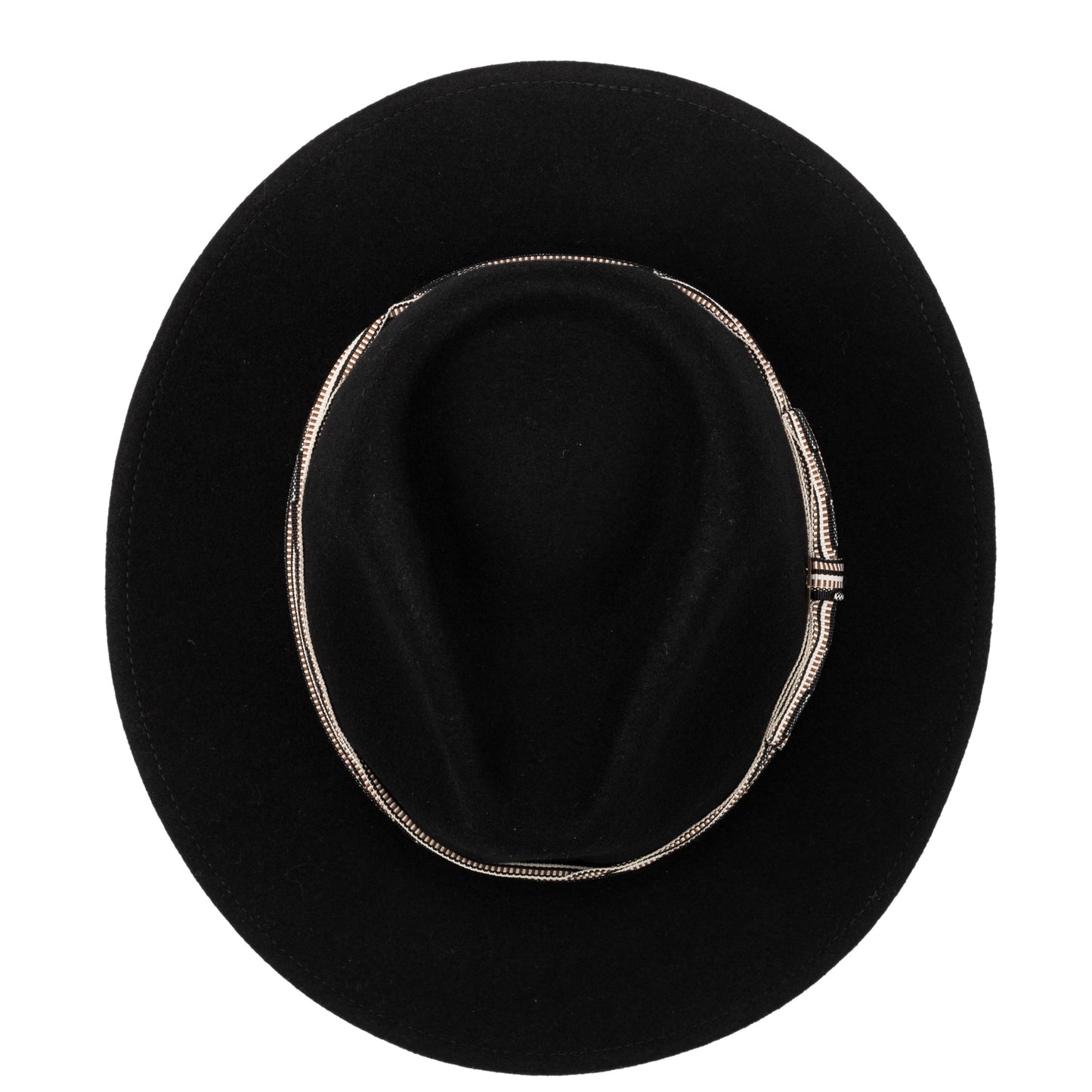 Men's Wool Felt Fedora With Multi Stripe  Jacquard Band