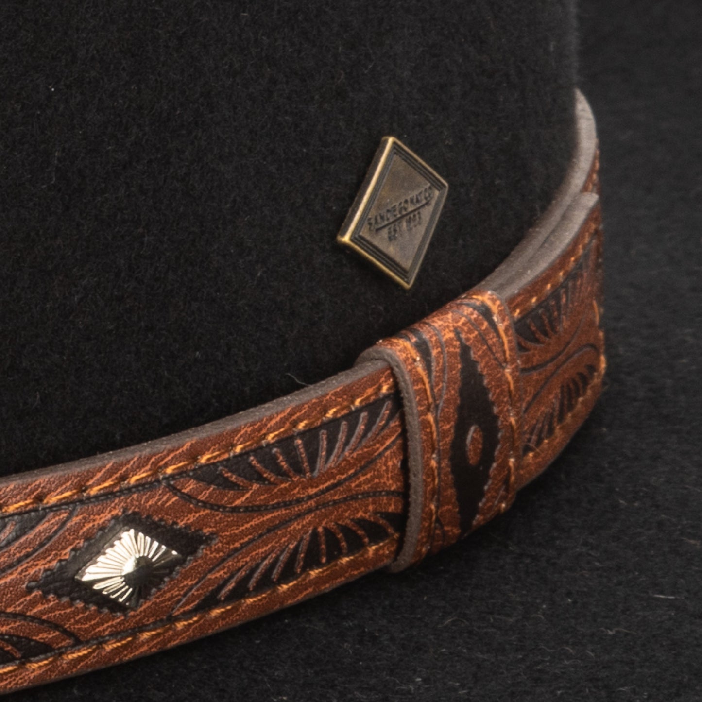 Men's Wool Felt Cowboy Hat With Embossed Faux Leather Trim