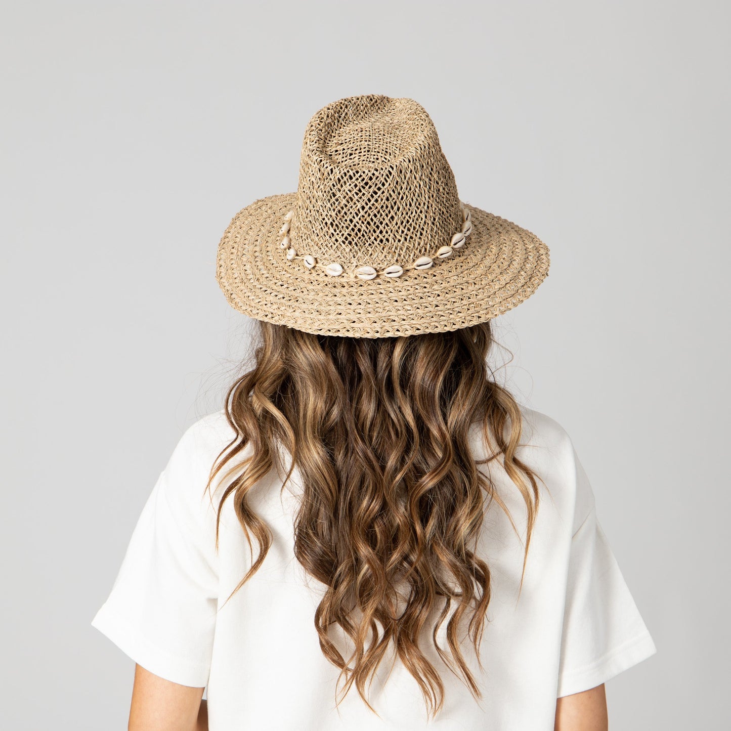 Women's Seagrass Fedora With Gold Plated Shell Band