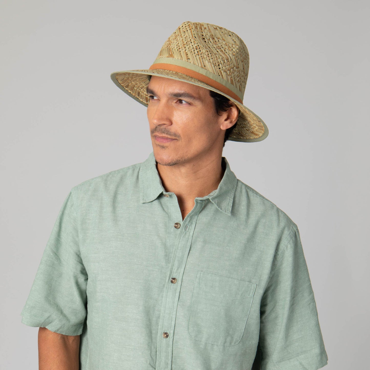 Mens Seagrass Stingy Brim Fedora