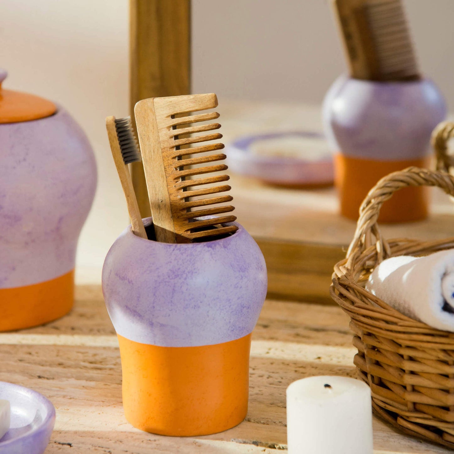 Washed Lavender Toothbrush Holder
