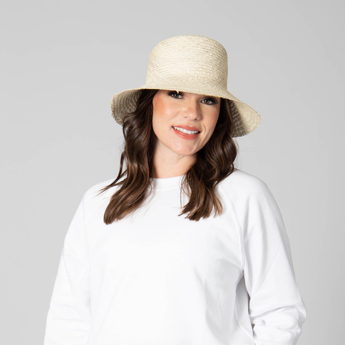 Naturalist - Palm Straw Bucket with Raw Edge