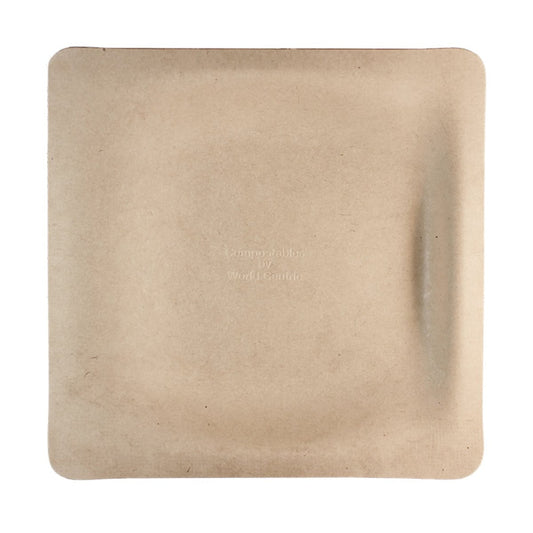 World Centric 9" Fiber Square Plates, Compostable, Durable, Freezer Safe (QTY 500), SKU SQ-SC-9-LFS